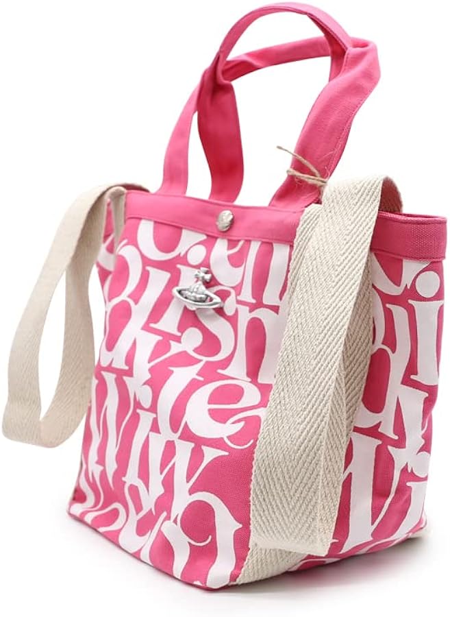 Vivienne Westwood WORKER HANDBAG IN PINK CANVAS FABRIC WITH WHITE