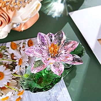 Amazon.co.jp: 手作りガラス製ピンク ロータス クリスタルフラワー 9.6