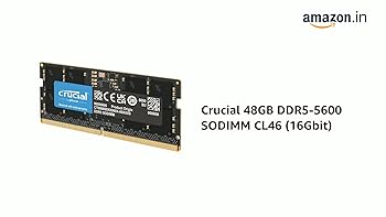 Amazon.in: Buy Crucial 48GB DDR5-5600 SODIMM CL46 (16Gbit) Online