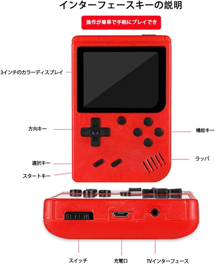Amazon.co.jp: ミニレトロ携帯ゲーム機 400種類のレトロゲームに対応