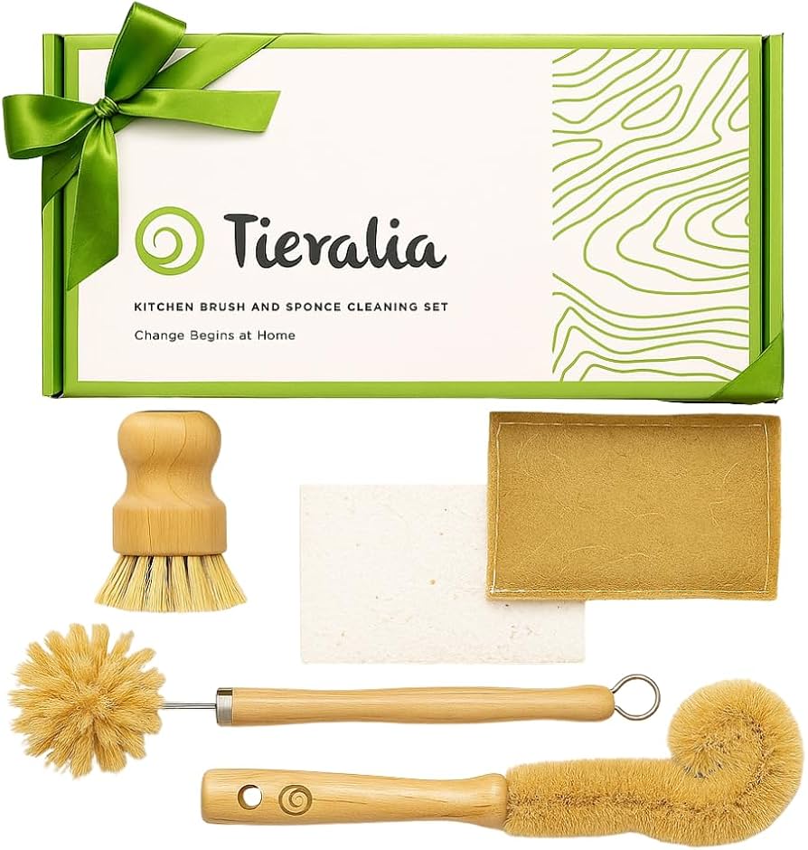 Amazon.com: Tieralia Bamboo Dish Brush Gift Set – 5-Piece Kitchen