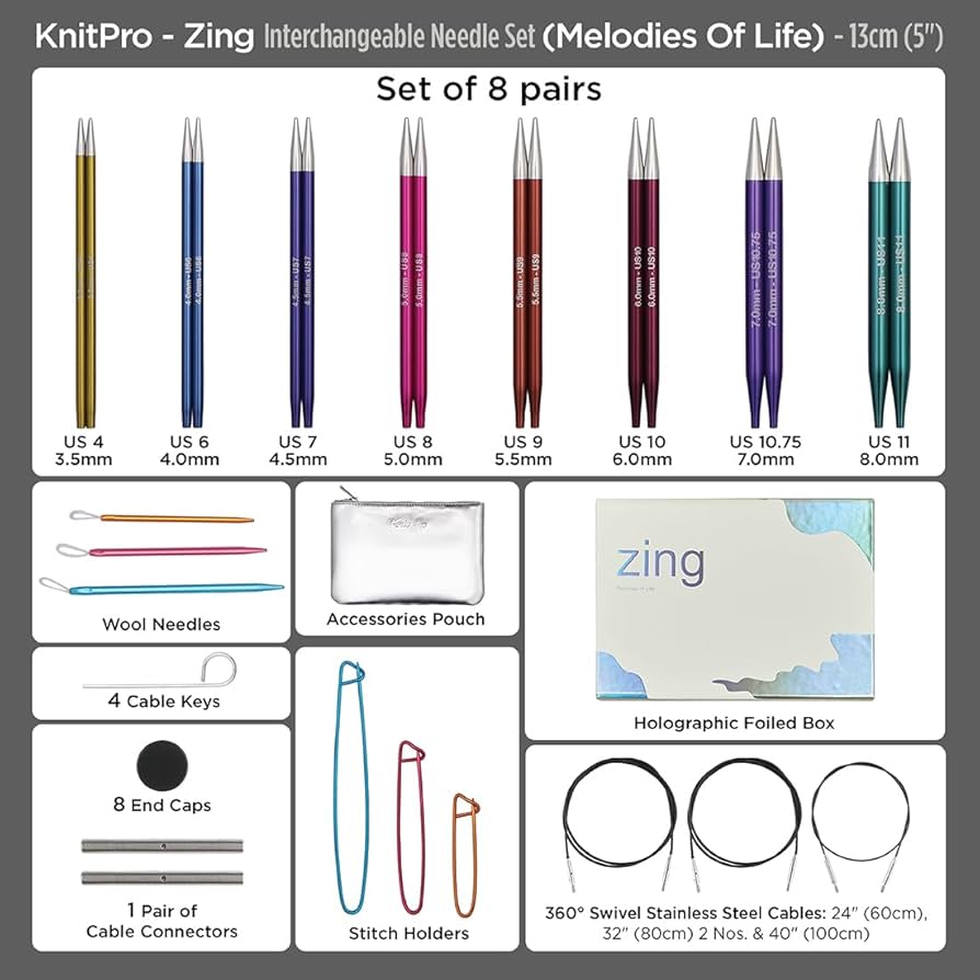 Amazon.com: KnitPro Zing Interchangeable Needle Set 5