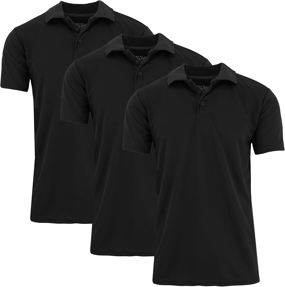 Galaxy by Harvic Men's Tagless Moisture Wicking Polo Shirt (3-Pack