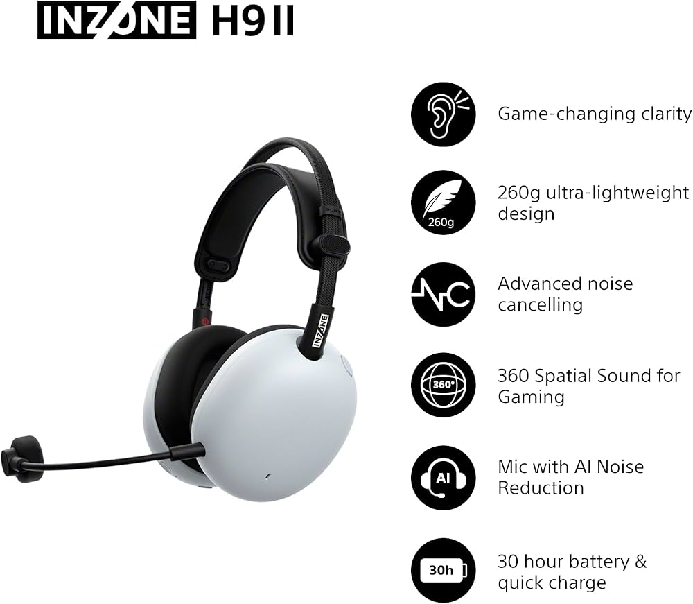 Sony INZONE H9 II Wireless Noise Cancelling Gaming Headset - Tuned