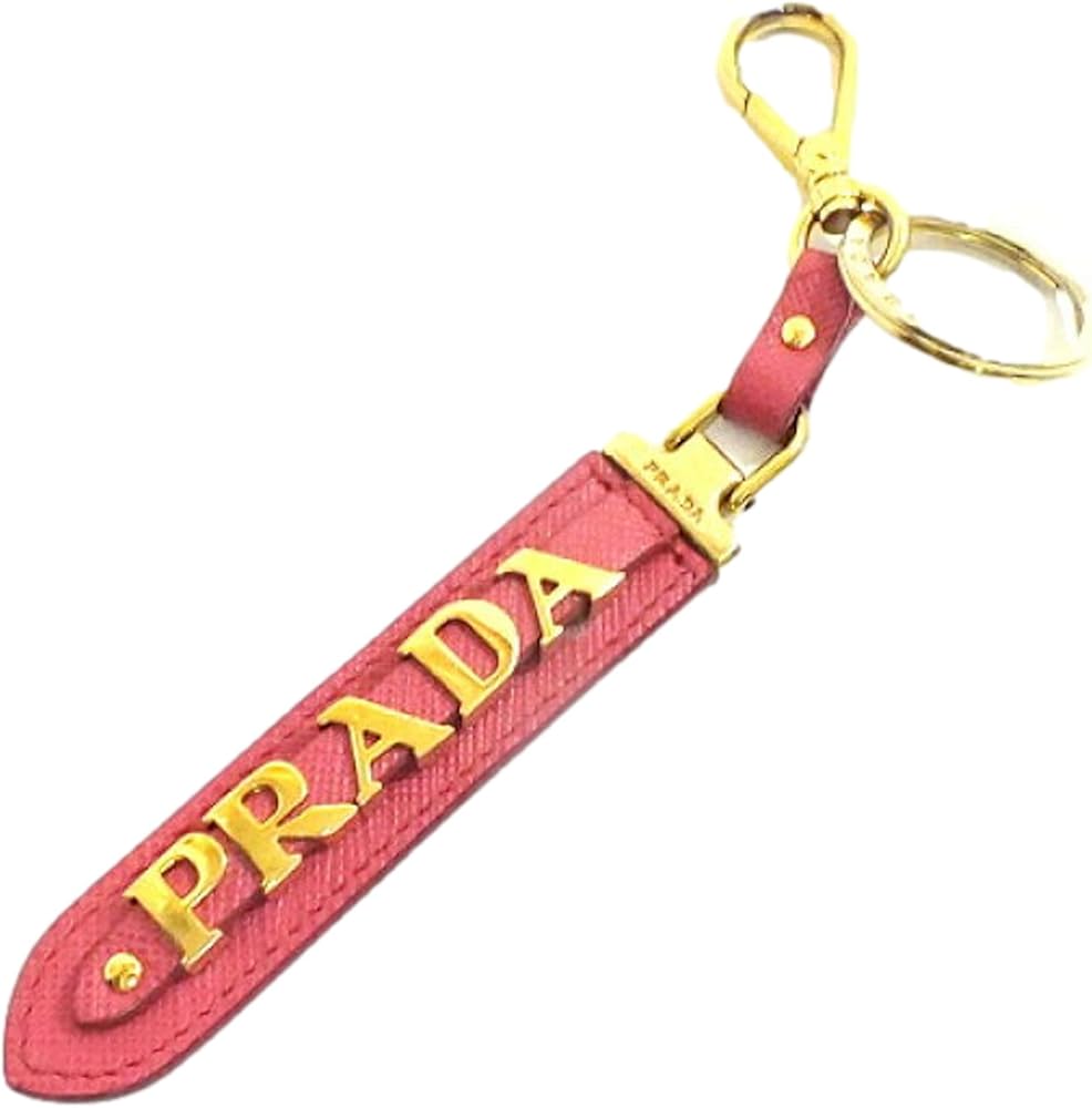 Prada Pink Saffiano Leather Handbag Bag Charm Keychain Keyring at