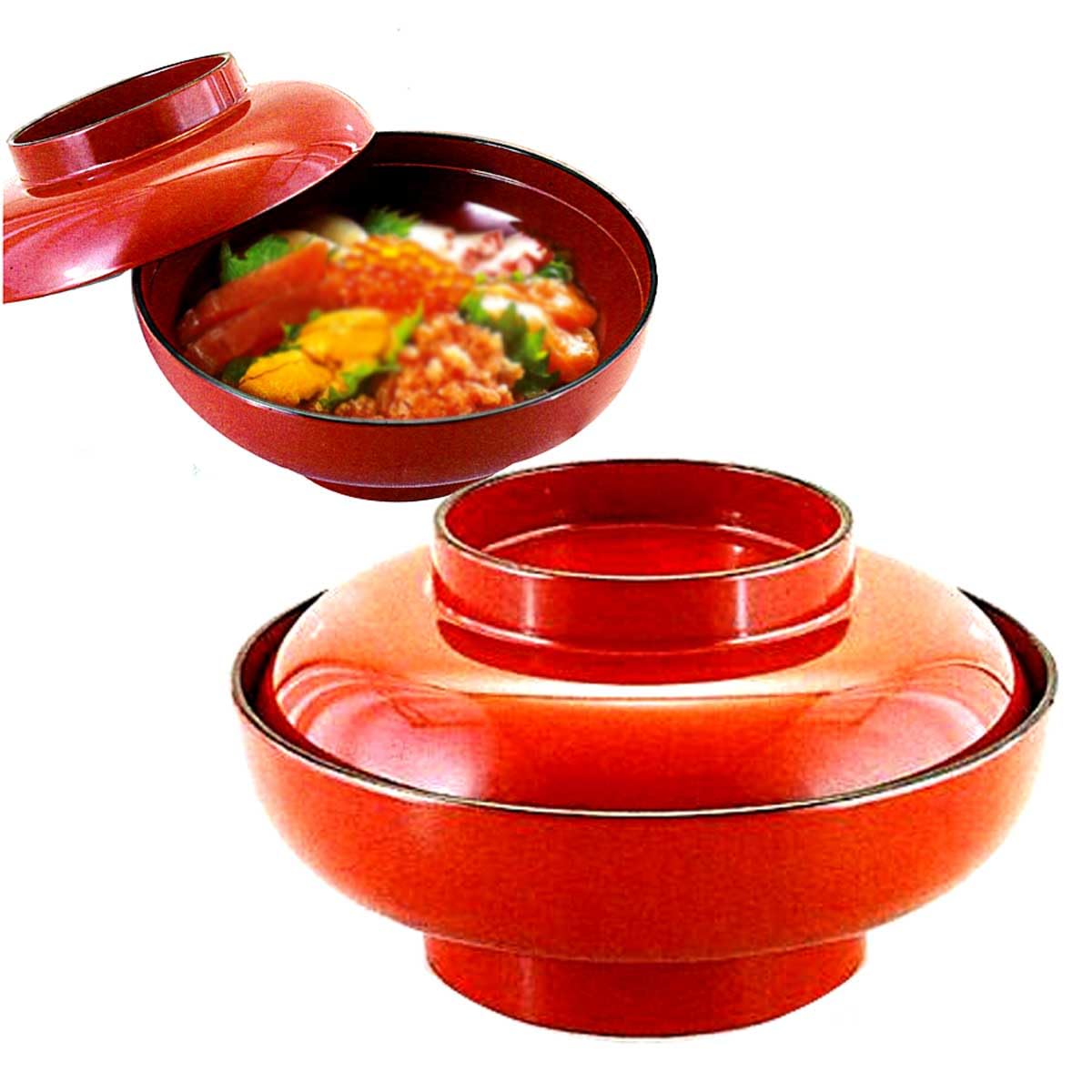 Amazon | 越前漆器さじべえ 6寸華丼 朱内朱天黒 φ179×99mm うな重 海鮮