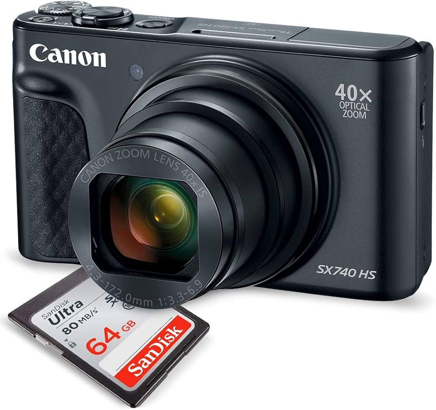 Canon PowerShot SX740 HS Digital Camera (Black) with 32GB Card