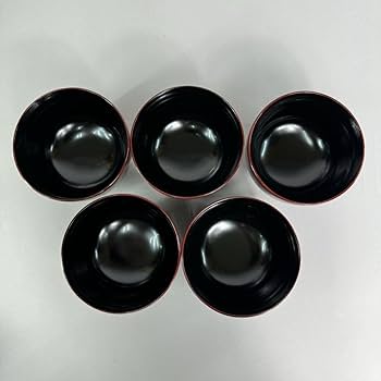 Amazon.co.jp: 輪島塗 沈金師 古今菁峰 梅散刻 輪島塗吸物椀 5客 共箱