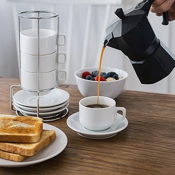 Amazon.com | HIC Kitchen Stackable Espresso Coffee Set, Fine
