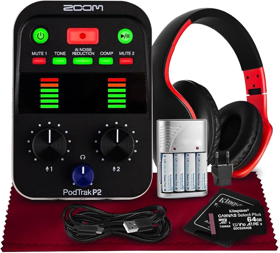 Amazon.com: Zoom Podtrak P2 Portable Podcast Recorder – 2 USB Mic