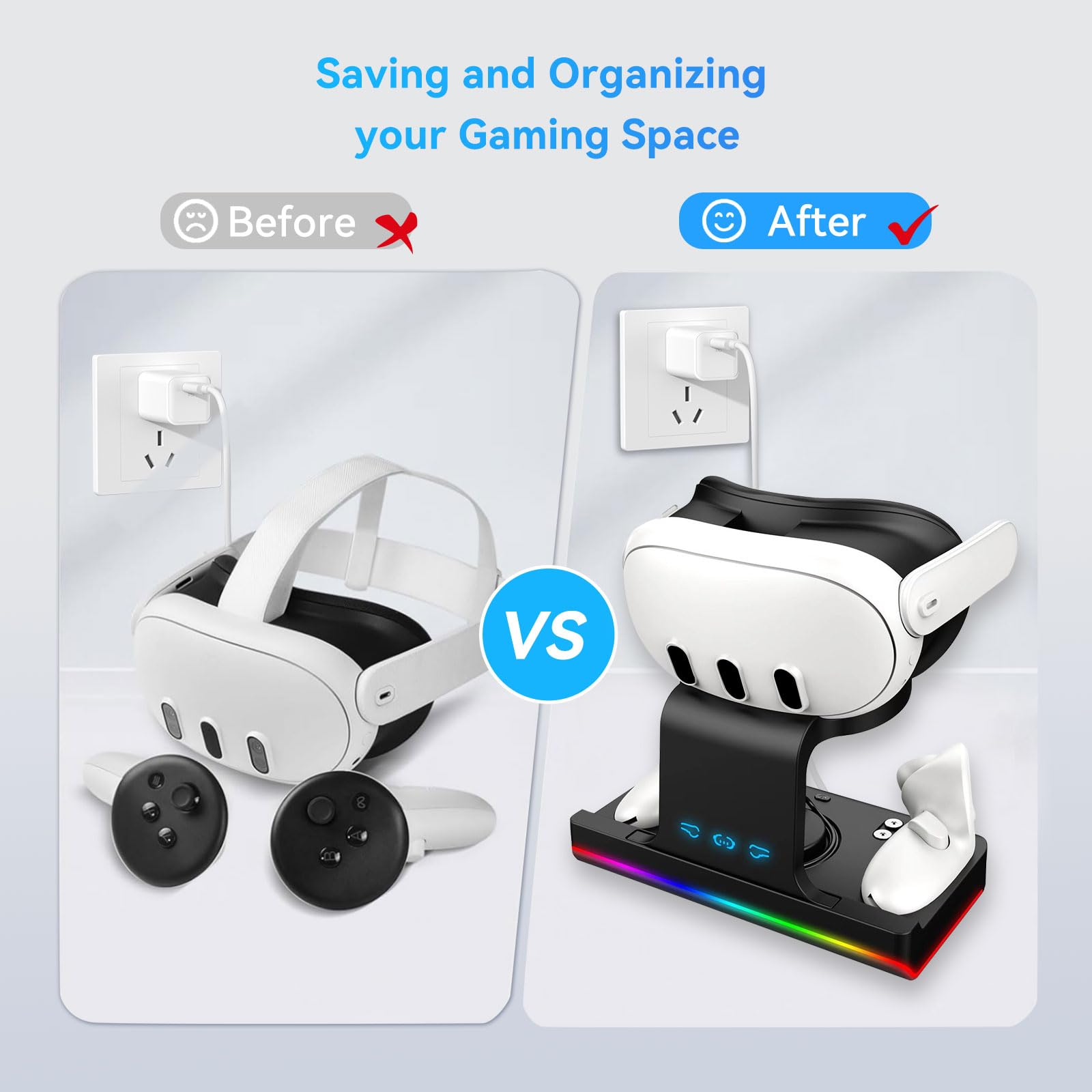 Amazon.co.jp: Meta Quest 3用RGB充電ドック、VRコントローラーと