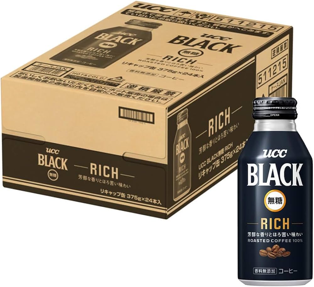 Amazon.co.jp: ブラック無糖 UCC BLACK無糖 RICH 缶コーヒー 375g×24本