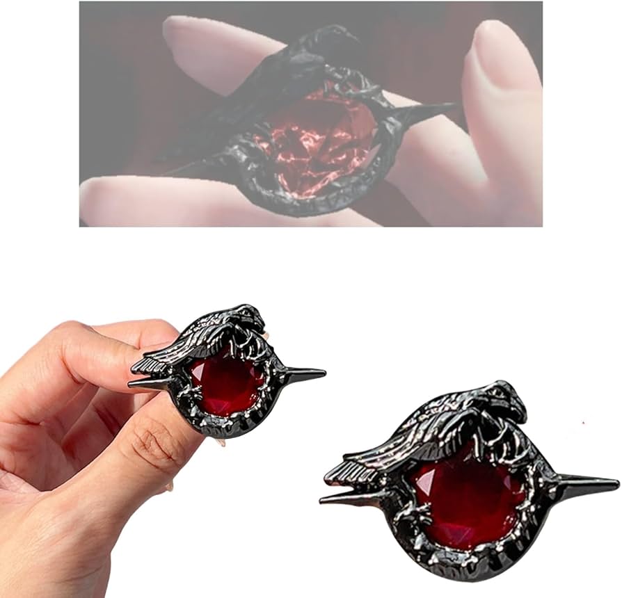 Amazon.co.jp: 恋と深空 グッズ シン ブローチ カラス+ルビー風 金属製