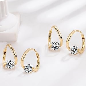 Amazon.com: 2 Pairs Lymphatic Earrings for Women Gold Rhinestone