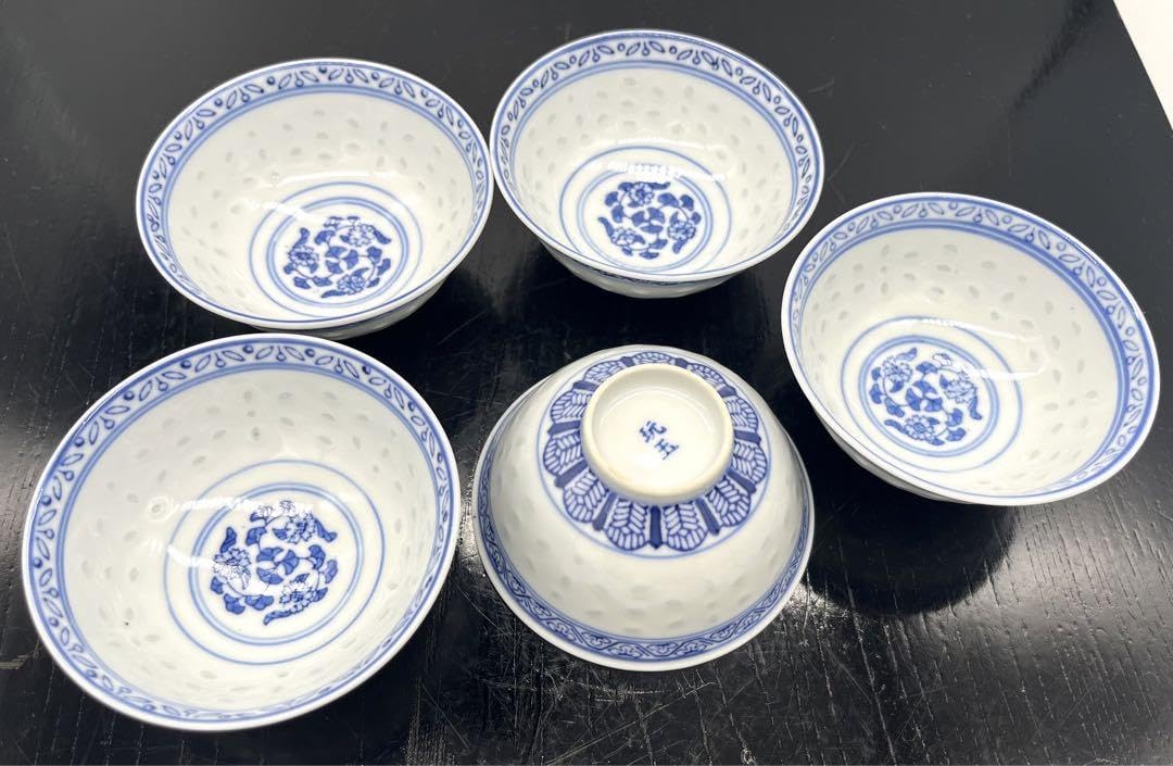 蛍手 南京染付 茶碗 康照年製 2点 蛍茶碗 蛍手 南京染付 茶碗 康照年製