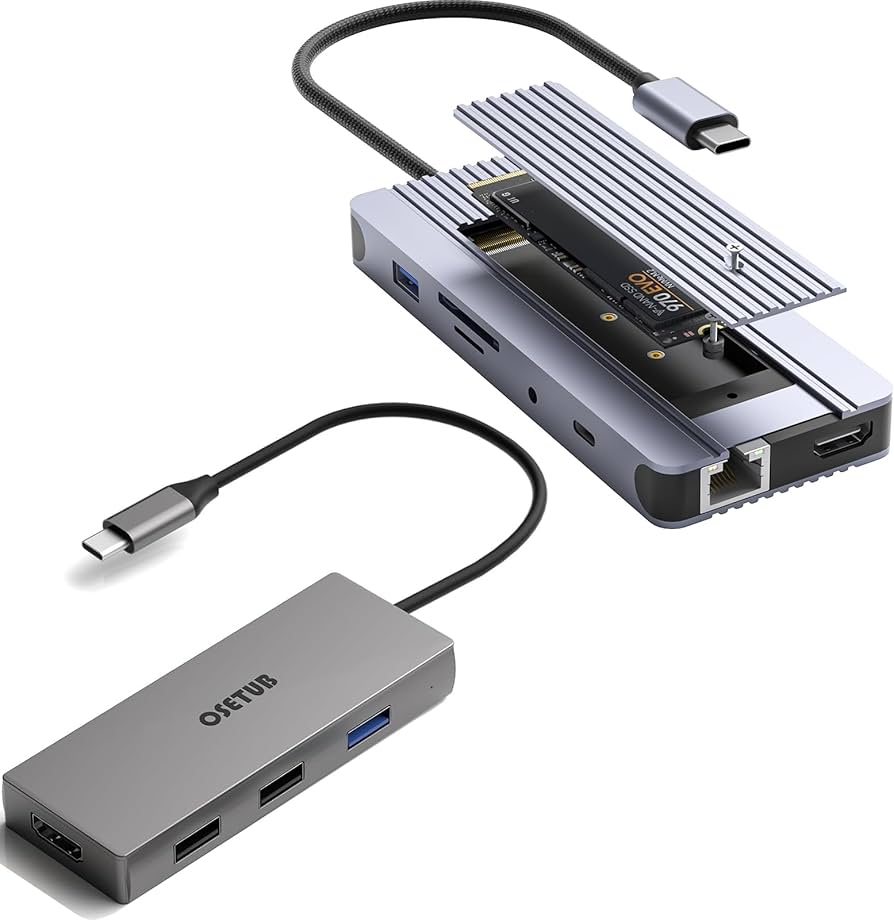 Amazon.com: 12-in-1 Hub with M.2 NVMe/SATA SSD Enclosure + 4 in 1