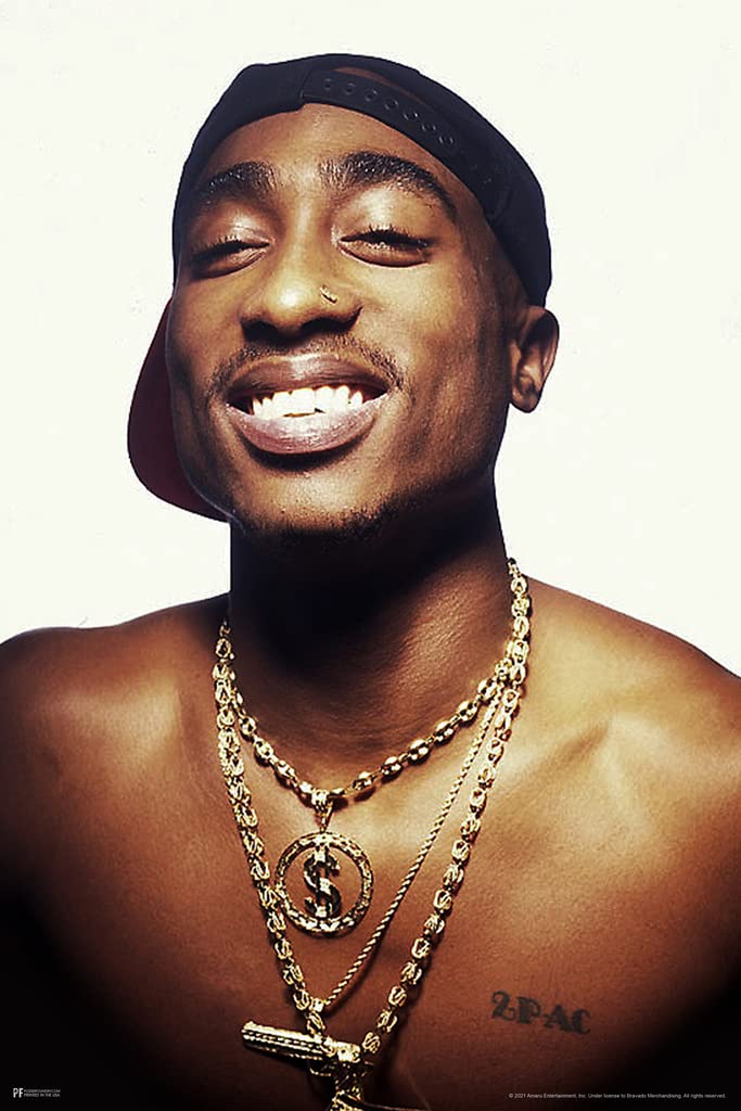 Amazon.com: Tupac 2Pac Poster - Smiling Gold Chain Photo, 90s Hip