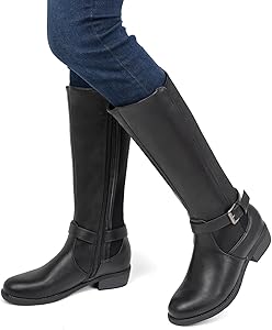 Amazon.com | VJH confort Women's Knee High Boots, Round Toe Low