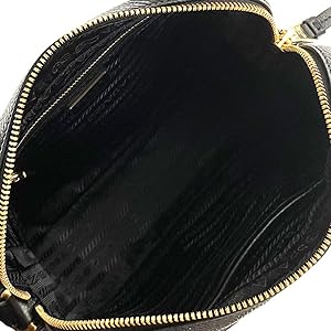 Prada Vitello Phenix Black Leather Camera Crossbody Bag Gold-Tone