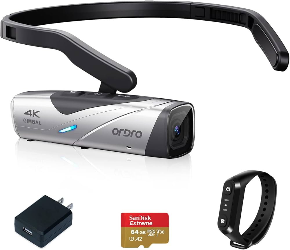 Amazon | Ordro EP8 最新型 Vlog 4K ビデオカメラ ウェアラブル式