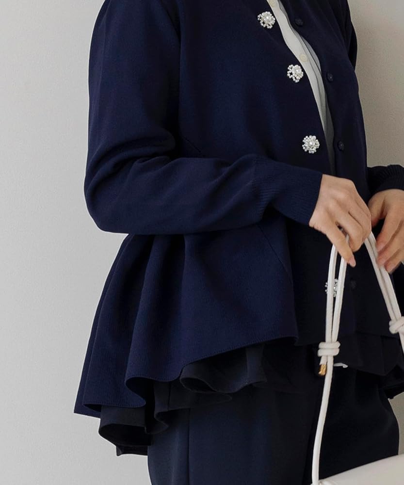 Amazon | [ソーノ] カーディガン オーナメントパール3Dレイヤード