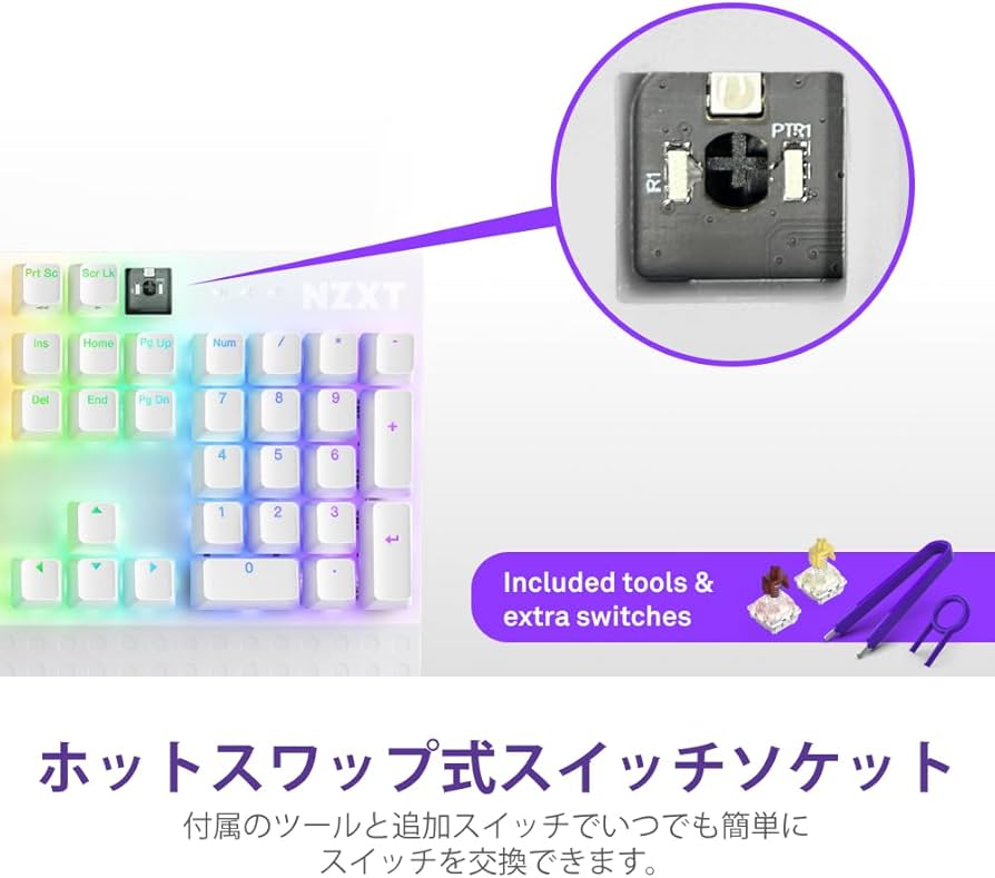 Amazon.co.jp: NZXT Function 2 MiniTKL White RGB LED搭載 8K