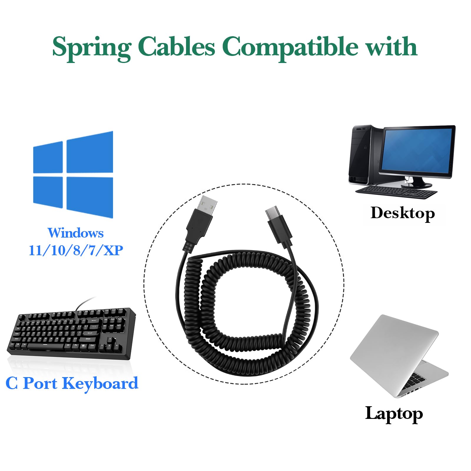 Amazon.com: Linkidea Custom Coiled USB-C Replacement Cable