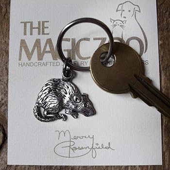 The Magic Zoo Pewter Rat Keychain at Amazon Women's Clothing store