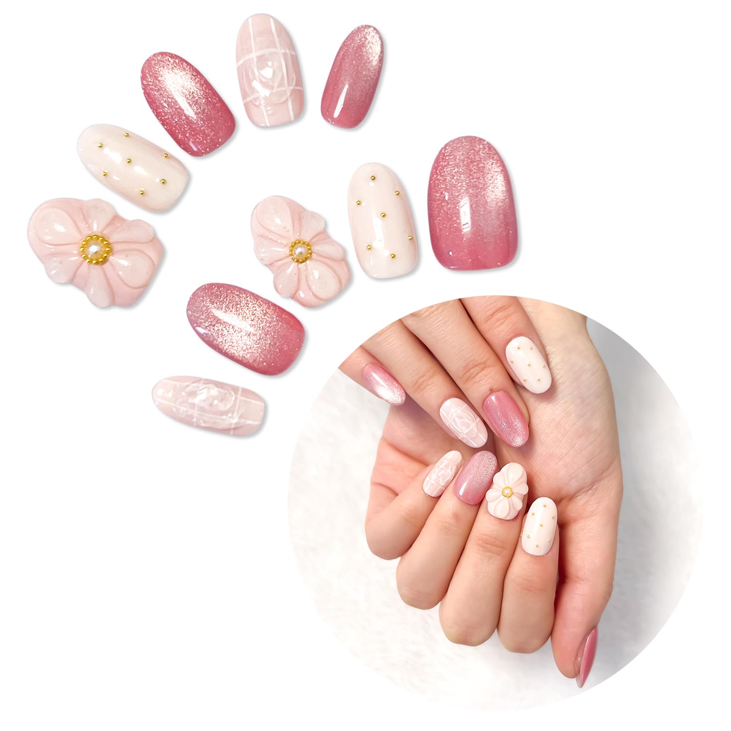 Amazon | SoraraBeauty ネイルチップ 100%ハンドメイド 貼るだけネイル