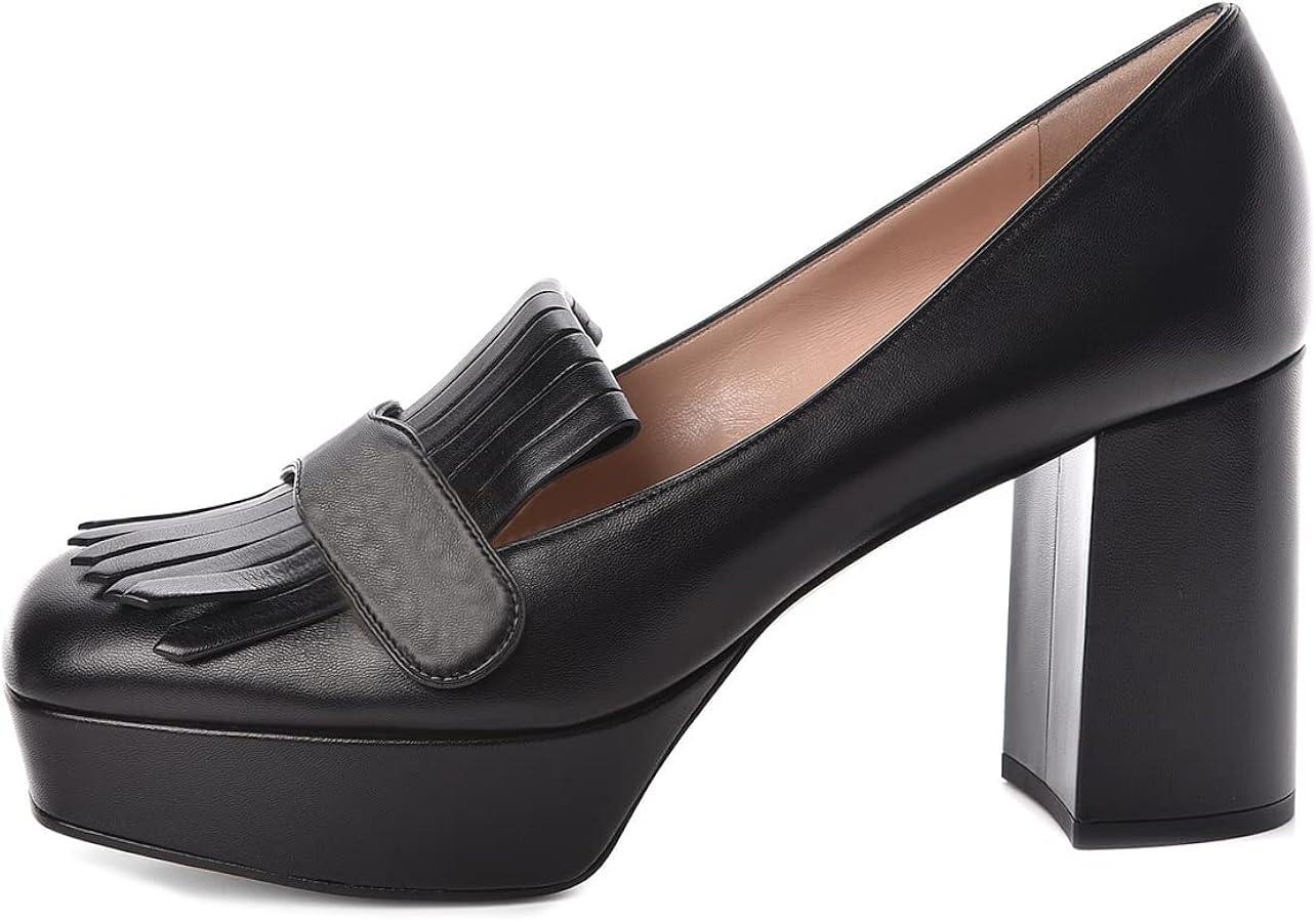 Amazon.com | XYD Women's Vintage Platform Pumps with Fringe Block