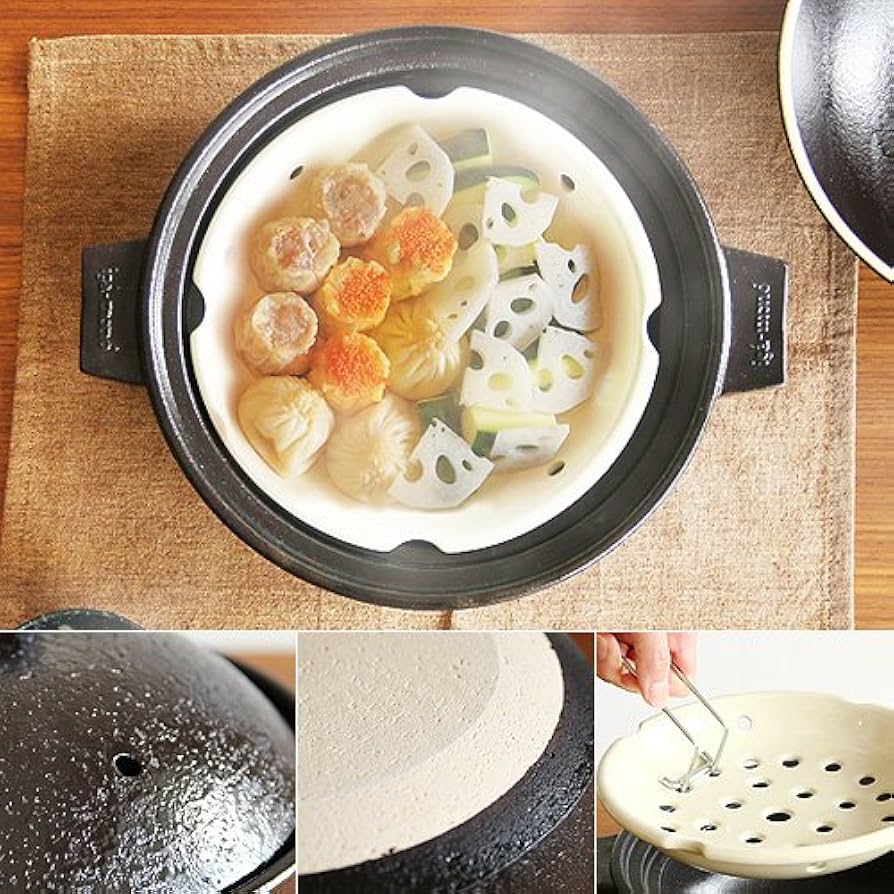 Amazon.co.jp: 長谷園 ビストロ蒸し鍋 アメ (大) 15794 : ホーム＆キッチン