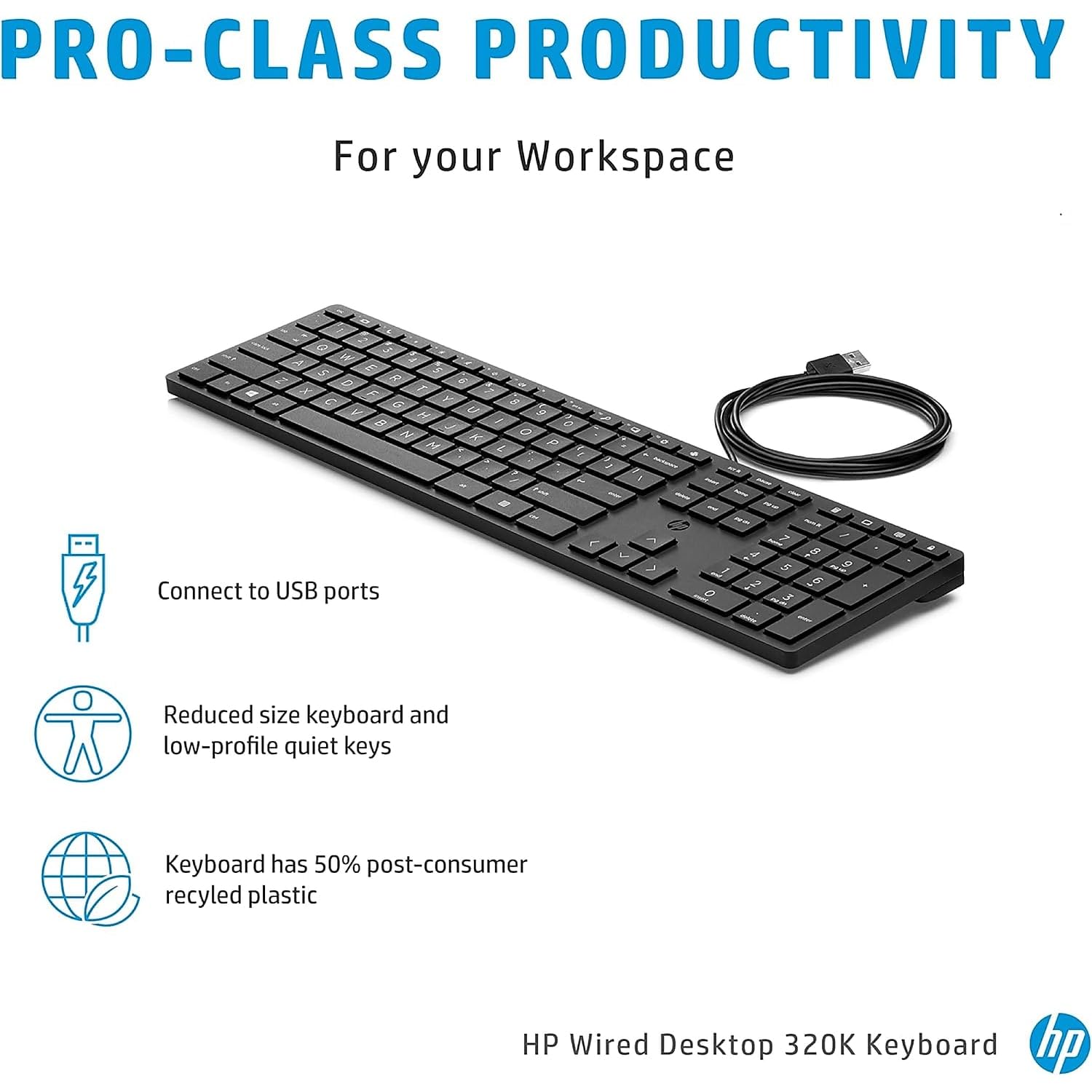 Amazon.com: HP Wired Desktop 320K Keyboard - Cable Connectivity