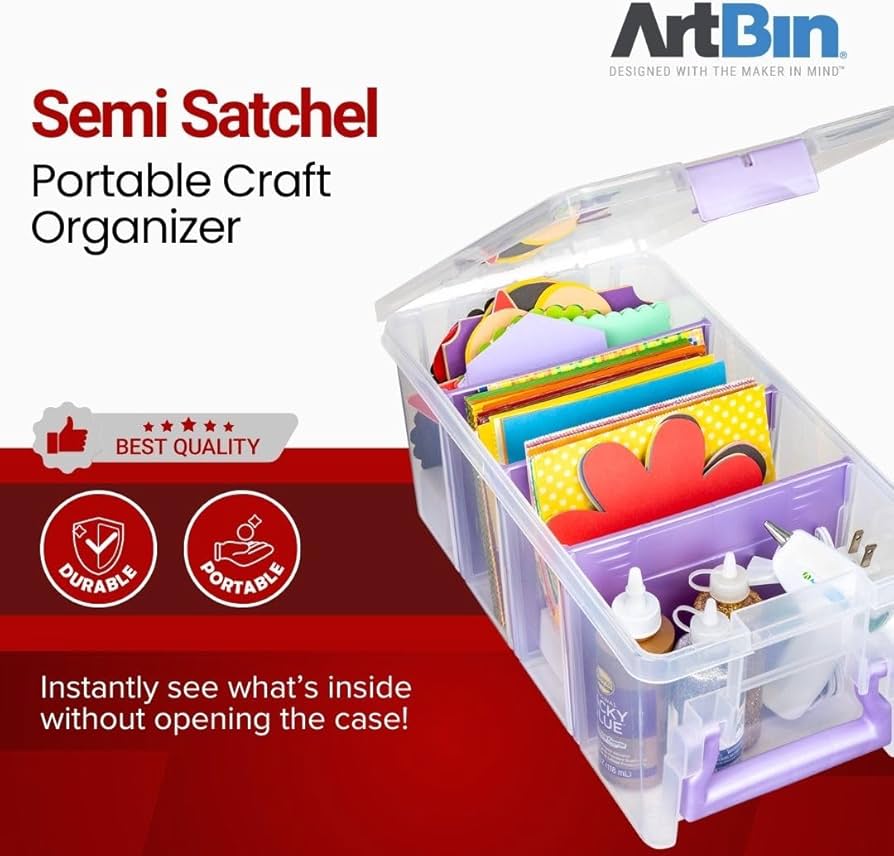 Amazon.com: ArtBin Semi Satchel Portable Craft Organizer with 3