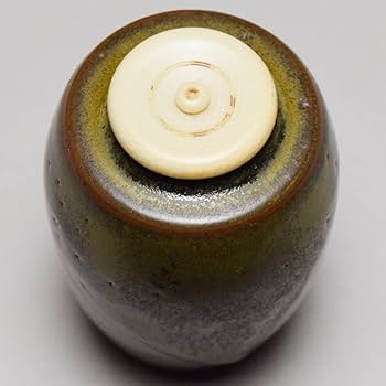 丹波焼 信水窯 飾壷 口覆・飾紐付 共箱 C 6592C 丹波焼 信水窯 飾壷 口