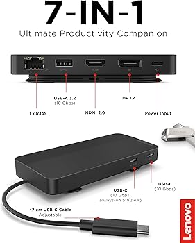 Amazon.co.jp: Lenovo USB-C デュアルディスプレイ トラベルドック - 7