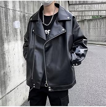 Amazon | [CREAM] レザージャケット メンズ ライダースジャケット 革