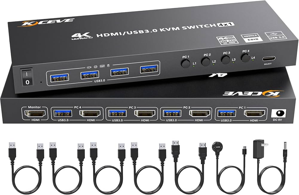 Amazon.com: HDMI KVM Switch 4 Computers 4K@60Hz 2K@120Hz