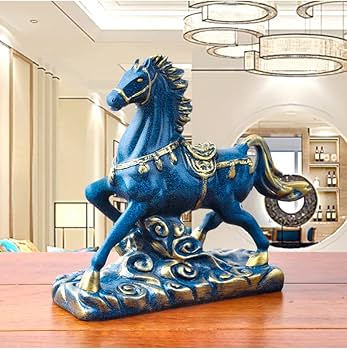 Amazon.co.jp: 馬彫像オフィス装飾青馬彫像装飾彫像樹脂コレクション