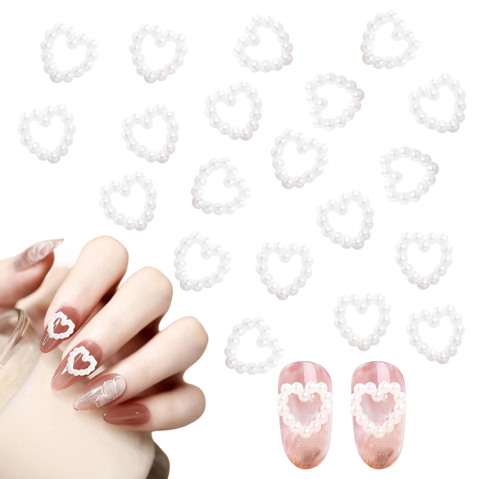 Amazon.co.jp: ネイルパーツ ハート パール風 リング ホワイト パール