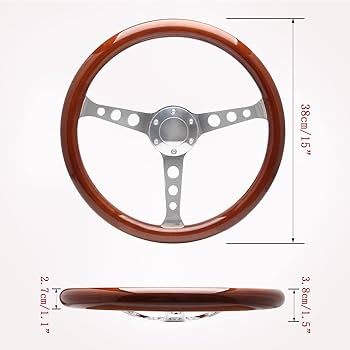 Amazon | No.1 Racing ウッド ステアリング 直径380 mm 15インチ木目