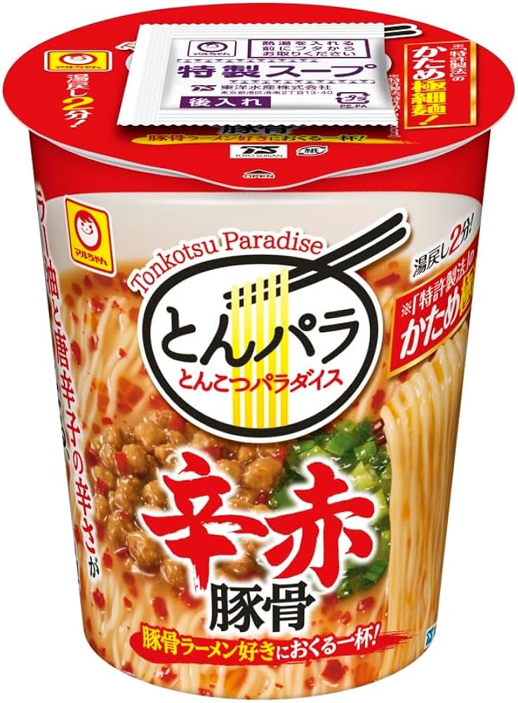 Amazon.co.jp: マルちゃん とんこつパラダイス 辛赤豚骨 (106g×12個
