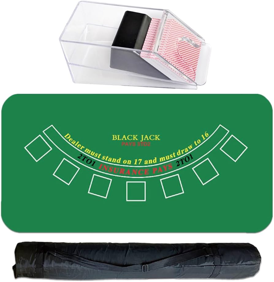 Amazon | SALUDABLE ブラックジャック マット カジノ カードシュー