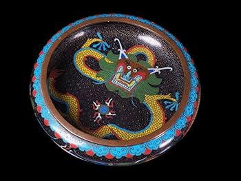 Amazon.co.jp: 中国美術 景泰藍 銅胎琺瑯彩金龍紋筆洗 清朝期 双龍戯珠