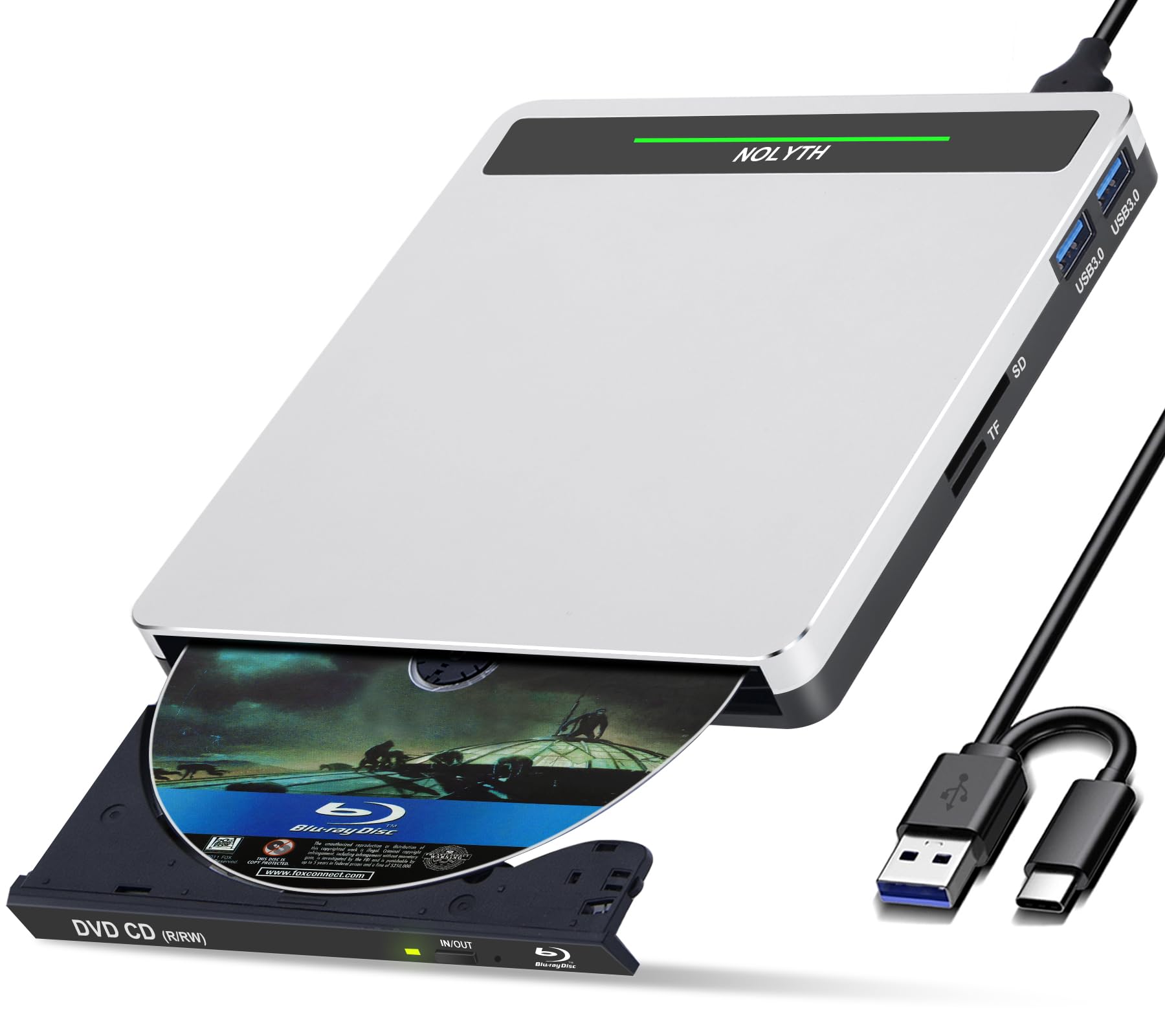 NOLYTH External Blu Ray Drive, USB 3.0 Portable +/-RW Bluray