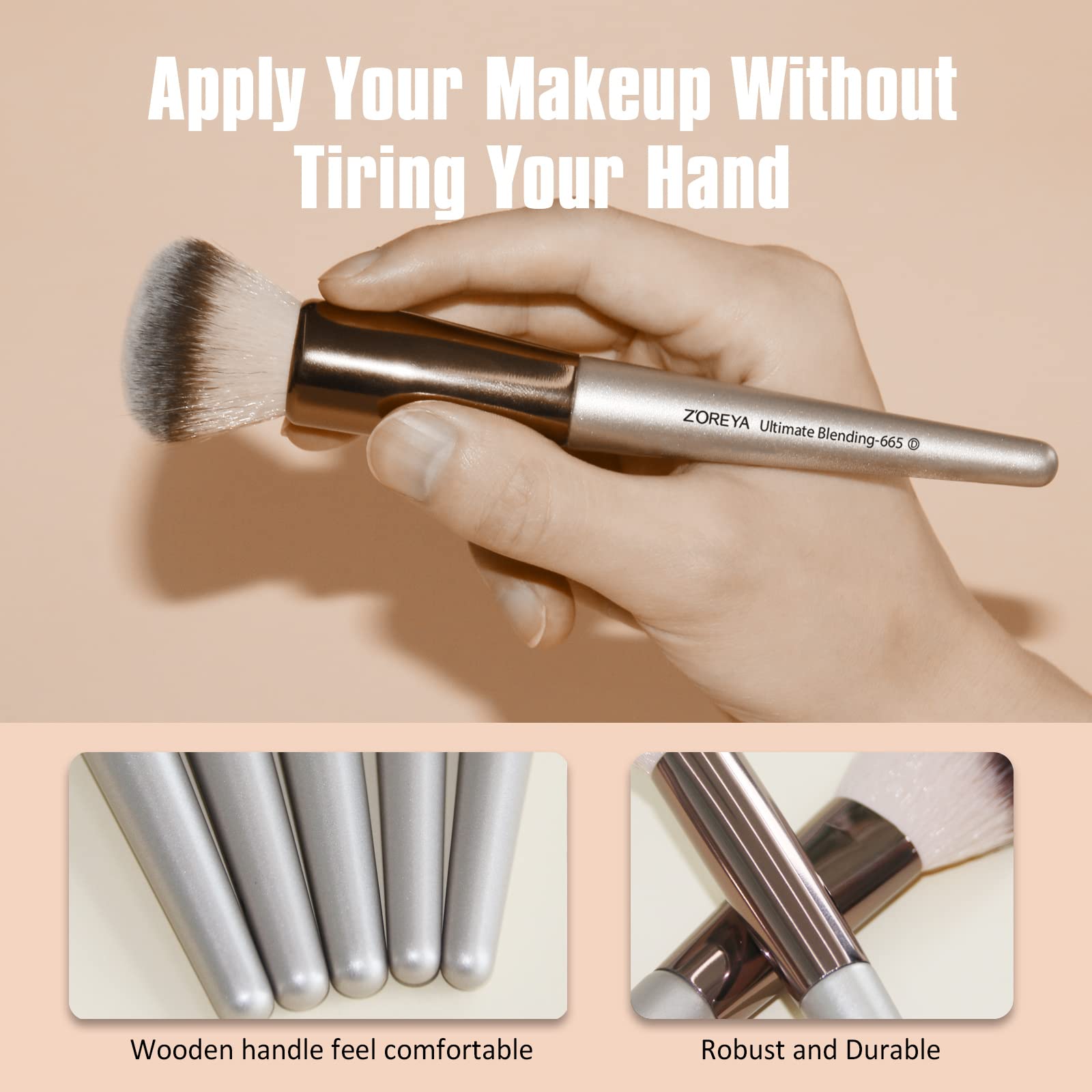 ZOREYA Makeup Brushes, 15 Pcs Professional Premium Synthetic Brush