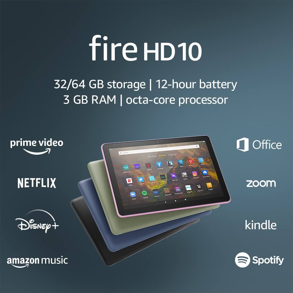 2021 Black Fire HD 10 Tablet, 1080p Display & 32 GB | Amazon