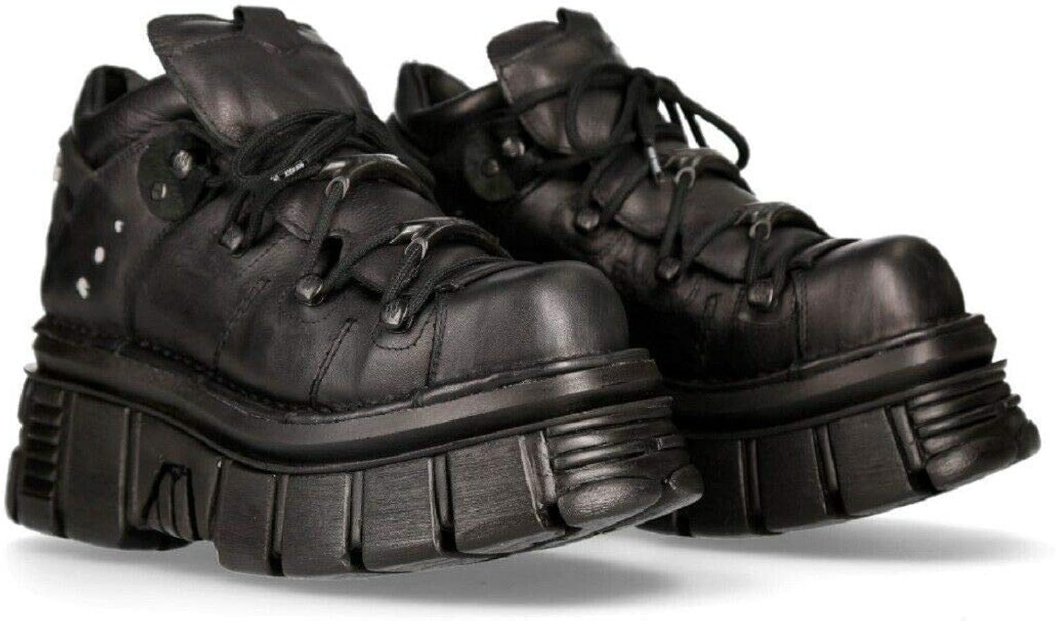 Amazon.com | New Rock 106N-S52 TOWER SHOES Metallic Black Leather
