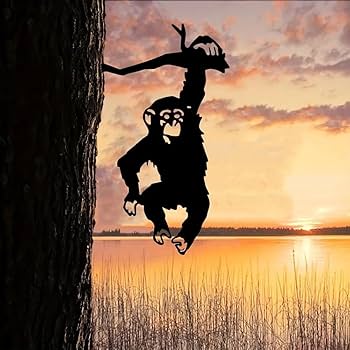Amazon.com: Deanvzes Monkey Hanging on The Branch Garden Stake