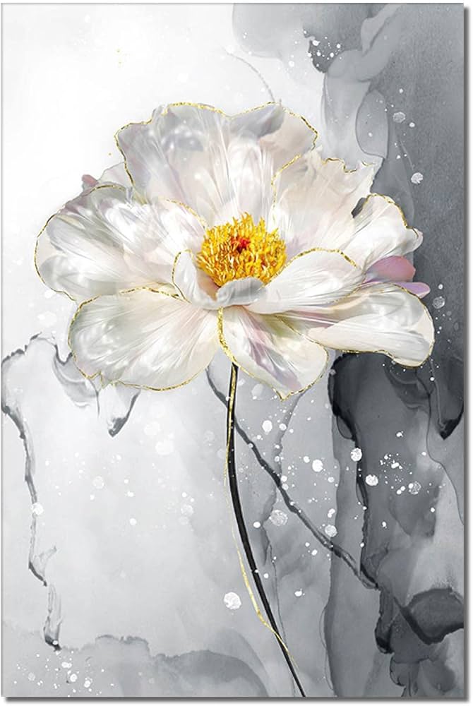 Amazon｜抽象的な水彩画の花のキャンバスの絵画北欧の現代植物の