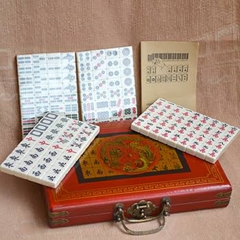 方城作楽 麻雀セット 背白 木製ケース付き 方城作楽 麻雀セット 背白